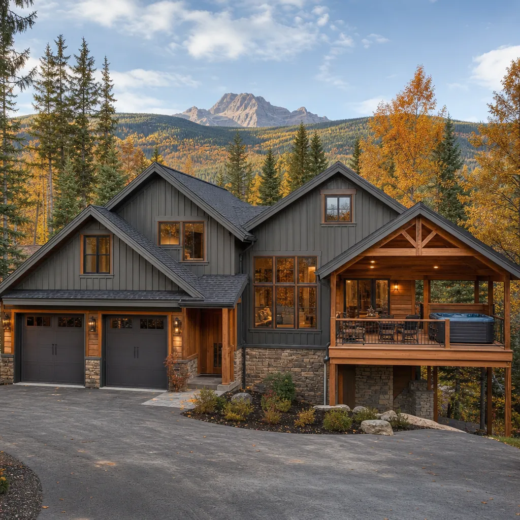 Mountain vacation home with a two-car driveway and a hot tub on the back deck, suited to group guests